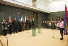 La Presidenta lee su discurso de bienvenida ante los presidentes y miembros de la Federación de Casas Regionales en Navarra