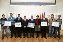 Catalán, con los alcaldes de Pamplona, Tudela y Lodosa, y el presidente de la Federación de Herri Kirolak