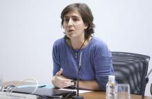 Marta Rodríguez, profesora de Sociología de la UPNA y moderadora de la charla