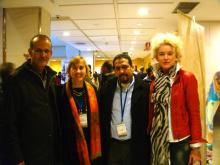 De Simón y Arraiza junto a Ahmed Salama, delegado del Sahara en Navarra, y un activista saharaui